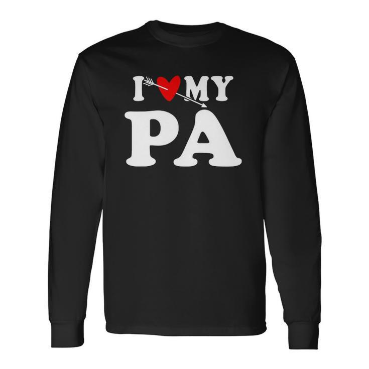 I Love My Pa With Heart Fathers Day Wear For Kid Boy Girl Long Sleeve T-Shirt T-Shirt