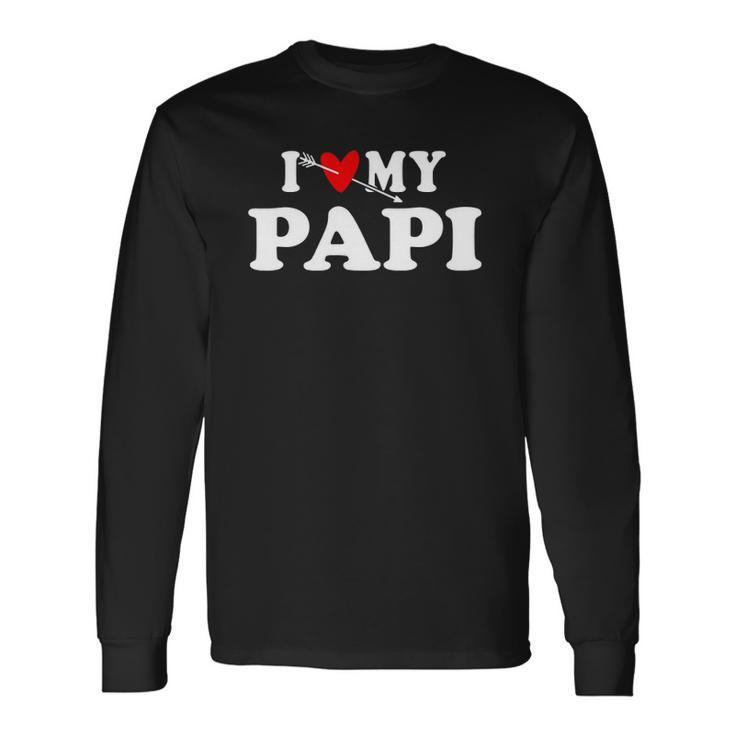 I Love My Papi With Heart Fathers Day Wear For Boy Girl Long Sleeve T-Shirt T-Shirt