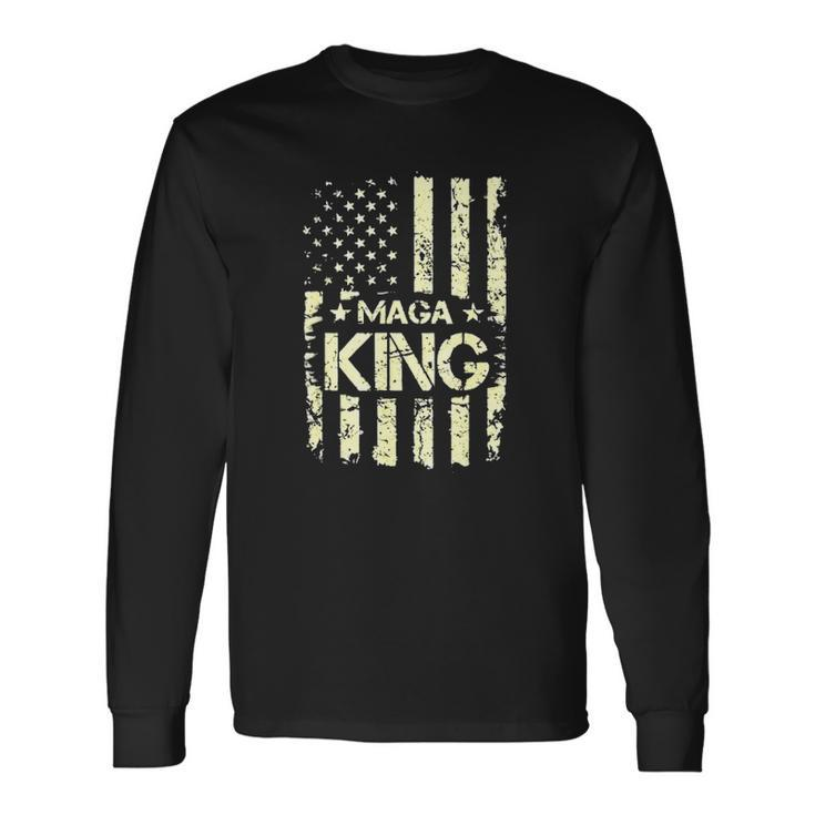Maga King Make America Great Again Retro American Flag Long Sleeve T-Shirt T-Shirt