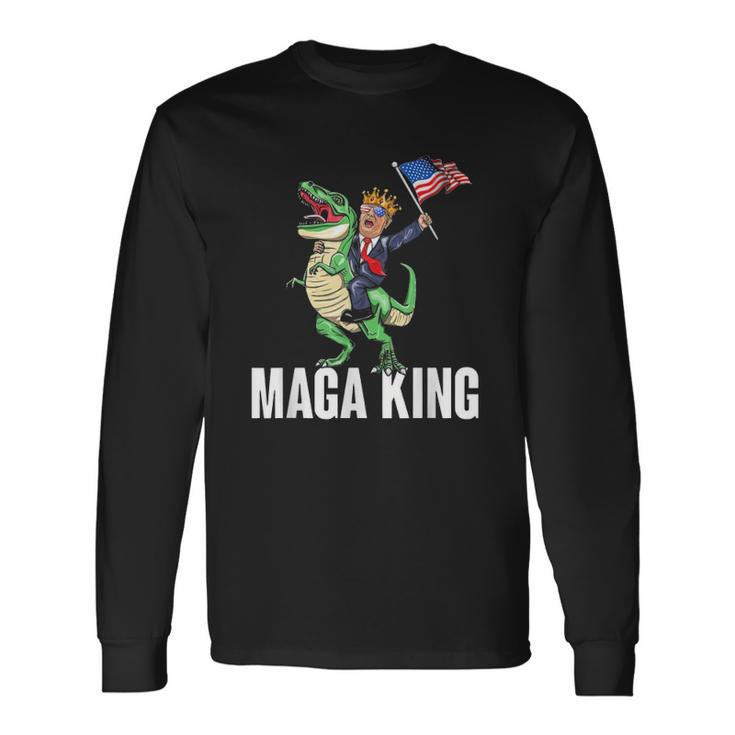 Maga King Trump Riding Dinosaur Long Sleeve T-Shirt T-Shirt
