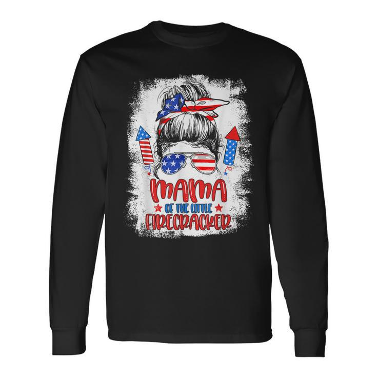 Mama Of The Little Firecracker 4Th Of July Birthday For Mom Long Sleeve T-Shirt