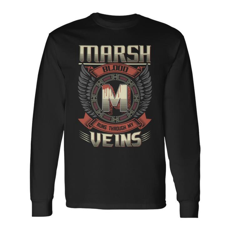 Marsh Blood Run Through My Veins Name V11 Long Sleeve T-Shirt