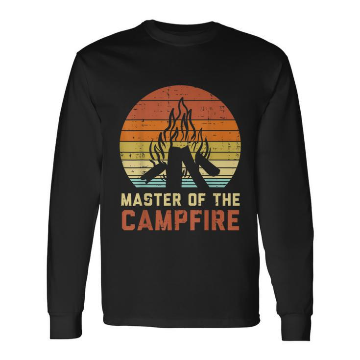 Master Of The Campfire Sunset Retro Bonfire Camping Camper Long Sleeve T-Shirt