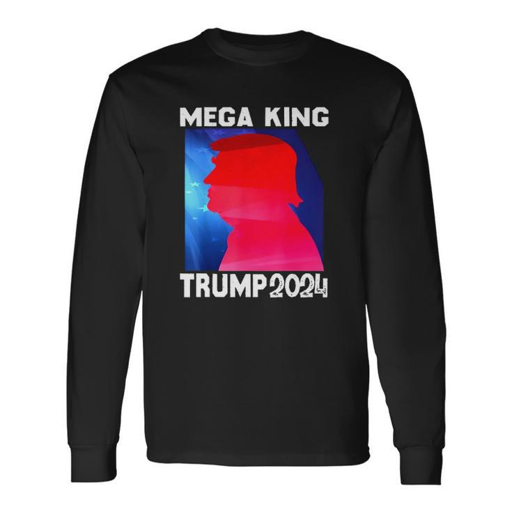 Mega King Usa Flag Proud Ultra Maga Trump 2024 Anti Biden Long Sleeve T-Shirt T-Shirt