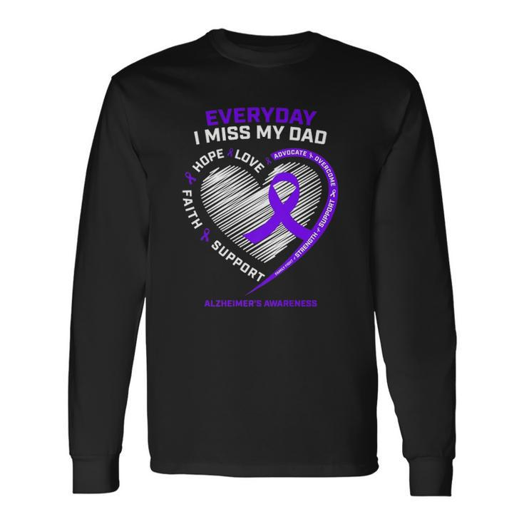 In Memory Dad Purple Alzheimers Awareness Long Sleeve T-Shirt T-Shirt Gifts ideas