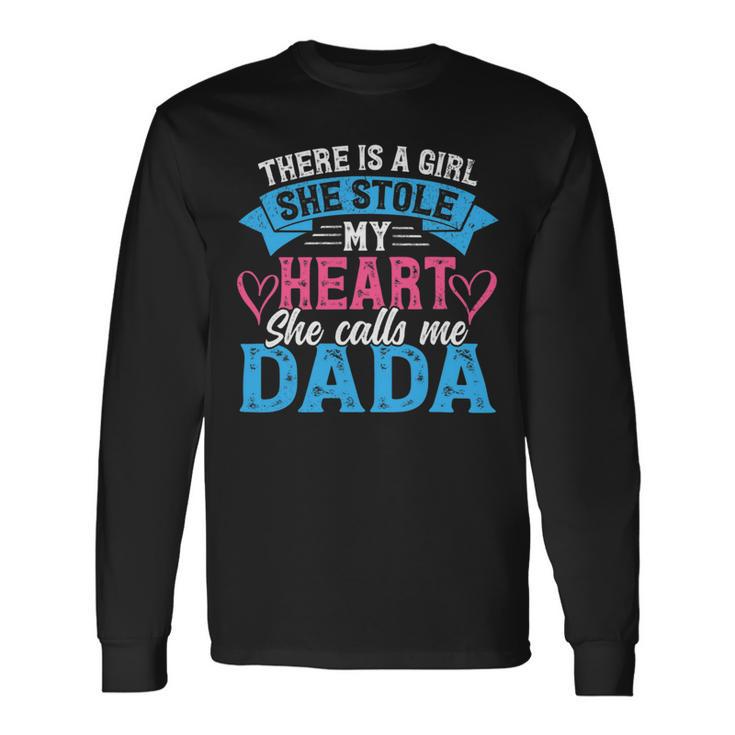 Mens Funny Fathers Day Shirt A Girl She Calls Me Dada Grandpa 7 Shirt Unisex Long Sleeve Gifts ideas