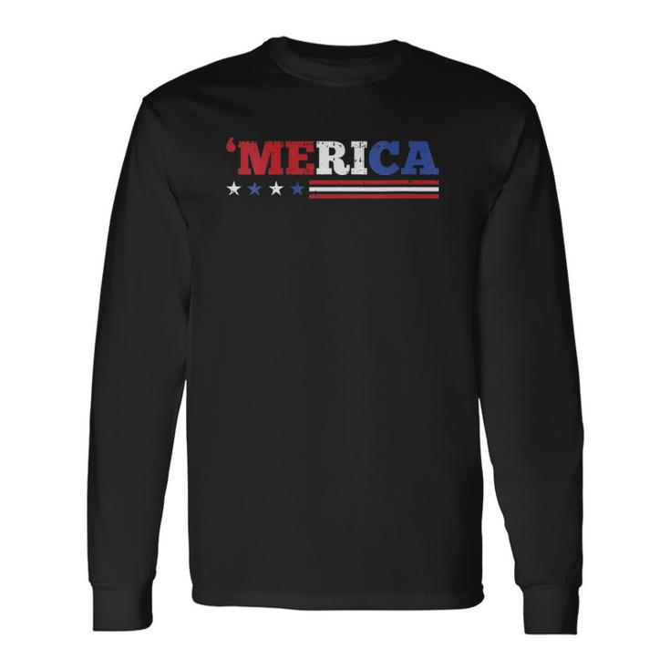 Merica 4Th Of July Independence Day Patriotic American V-Neck Long Sleeve T-Shirt T-Shirt