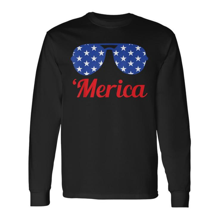 Merica Patriotic American Flag Pride Fourth Of July V2 Long Sleeve T-Shirt