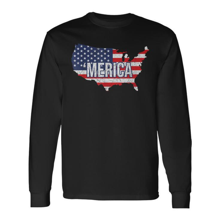 Merica Patriotic American Flag Pride Fourth Of July V3 Long Sleeve T-Shirt