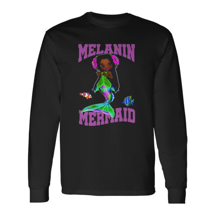 Mermaid Melanin Poppin African American Girl Long Sleeve T-Shirt T-Shirt