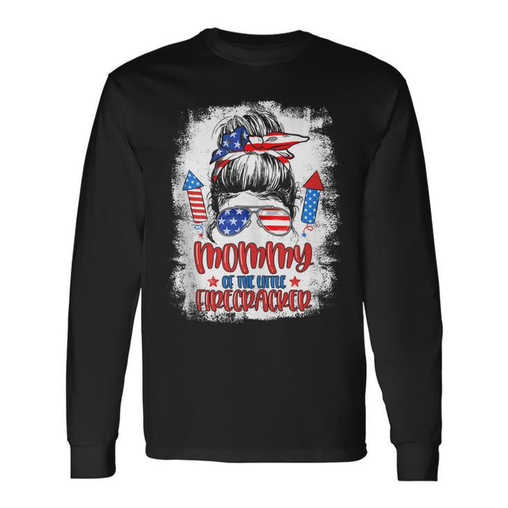 Mommy Of The Little Firecracker 4Th Of July Birthday For Mom Long Sleeve T-Shirt
