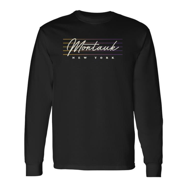 Montauk Retro Style New York Long Sleeve T-Shirt T-Shirt