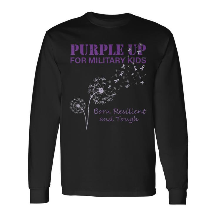 Month Of The Military Child Purple Up Soldier Dandelion Long Sleeve T-Shirt