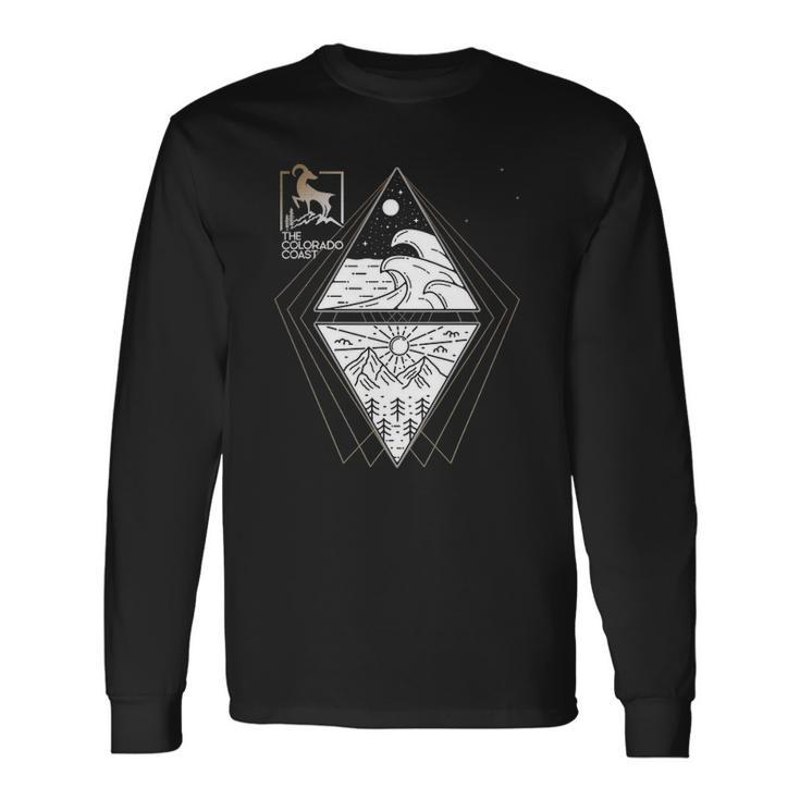 Mountains & Water Of Geometric Unity In The Rocky Mountains Long Sleeve T-Shirt