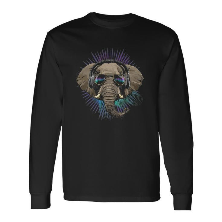 Music Elephant Dj With Headphones Musical Elephant Lovers Long Sleeve T-Shirt T-Shirt