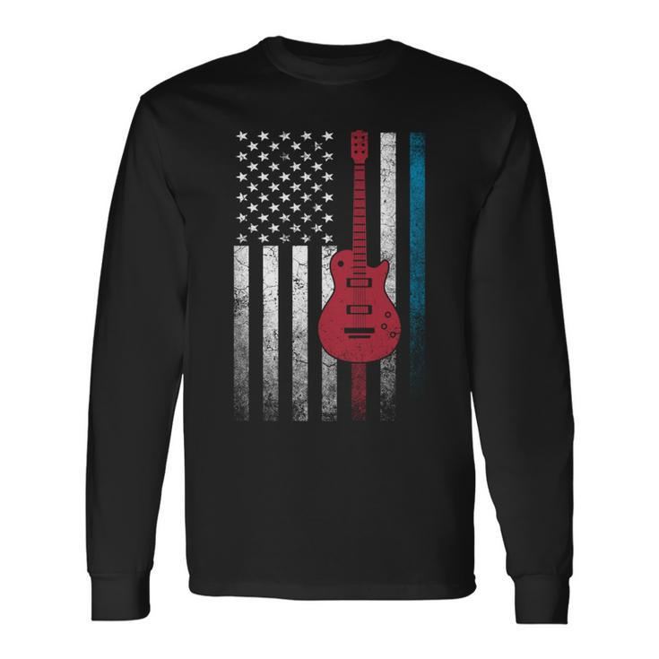 Musician Guitar Music 4Th Of July American Flag Usa America Long Sleeve T-Shirt Gifts ideas