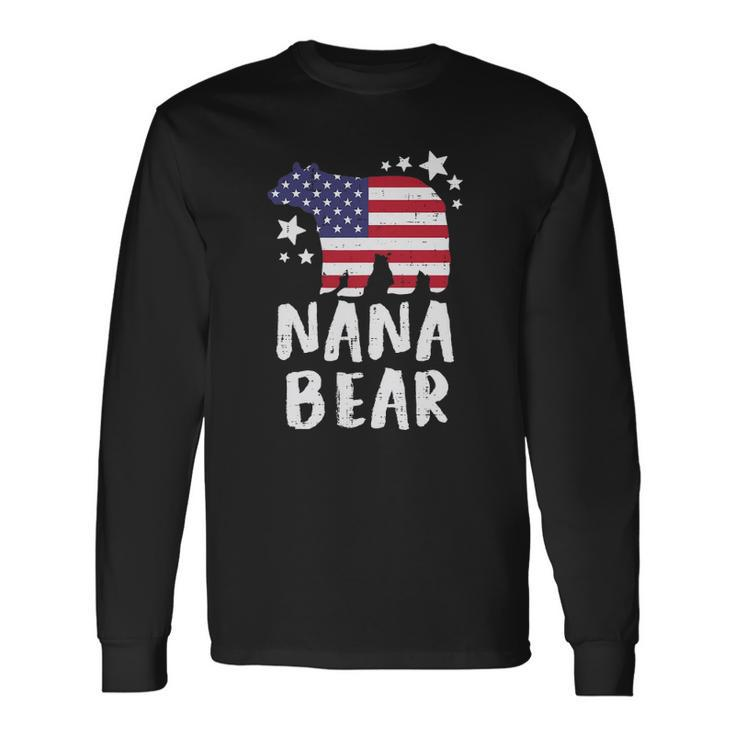 Nana Bear Grandma Us Flag 4Th Of July Matching Long Sleeve T-Shirt T-Shirt