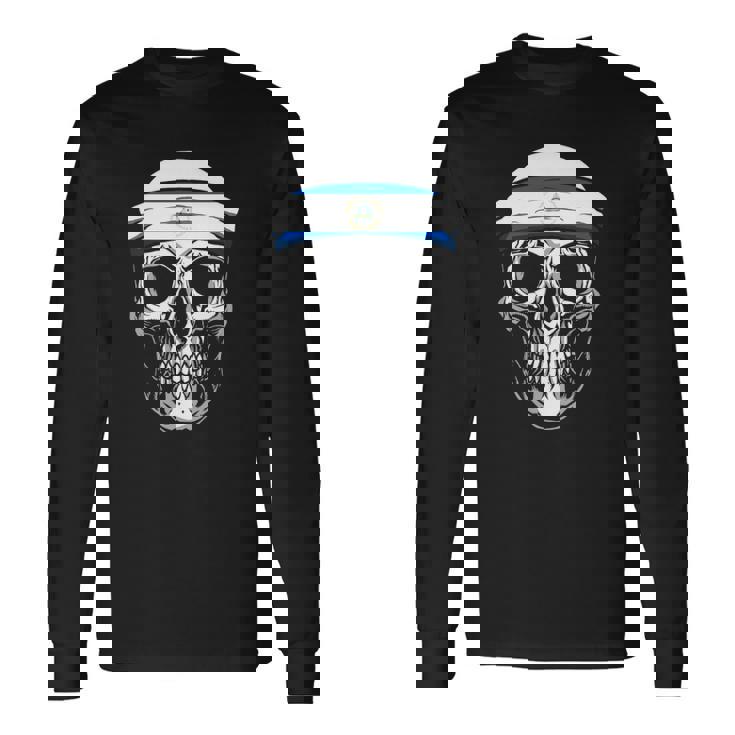 Nationality Country Origin Skull Flag Nicaragua Long Sleeve T-Shirt T-Shirt