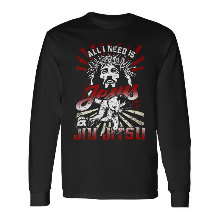 All I Need Is Jesus And Jiu Sitsu Combat Sport Dd Long Sleeve T-Shirt