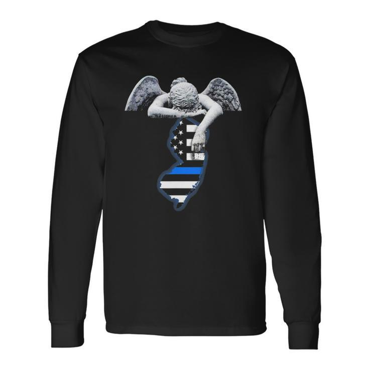 New Jersey Thin Blue Line Flag And Angel For Law Enforcement Long Sleeve T-Shirt T-Shirt Gifts ideas