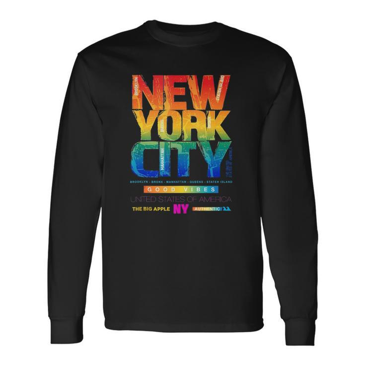 New York City Illustration Graphic Style Cool New York City Long Sleeve T-Shirt