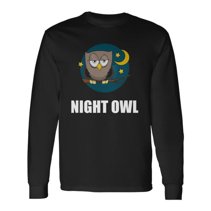 Night Owl Moon Cartoon Long Sleeve T-Shirt T-Shirt