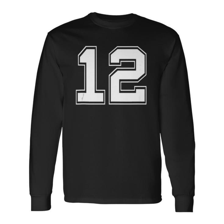 Number 12 Baseball Football Soccer Fathers Day Long Sleeve T-Shirt T-Shirt