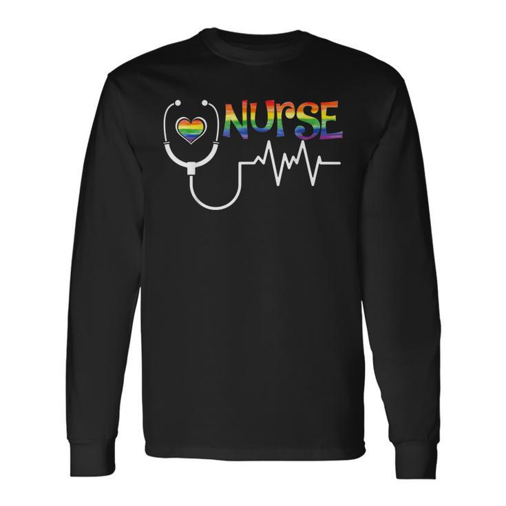 Nurse Rainbow Flag Lgbt Lgbtq Gay Lesbian Bi Pride Ally Long Sleeve T-Shirt T-Shirt Gifts ideas