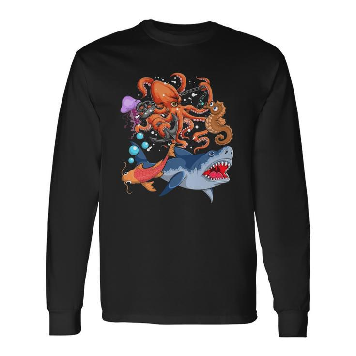Octopus Jellyfish Seahorse Shark Zookeeper Ocean Animal Long Sleeve T-Shirt T-Shirt