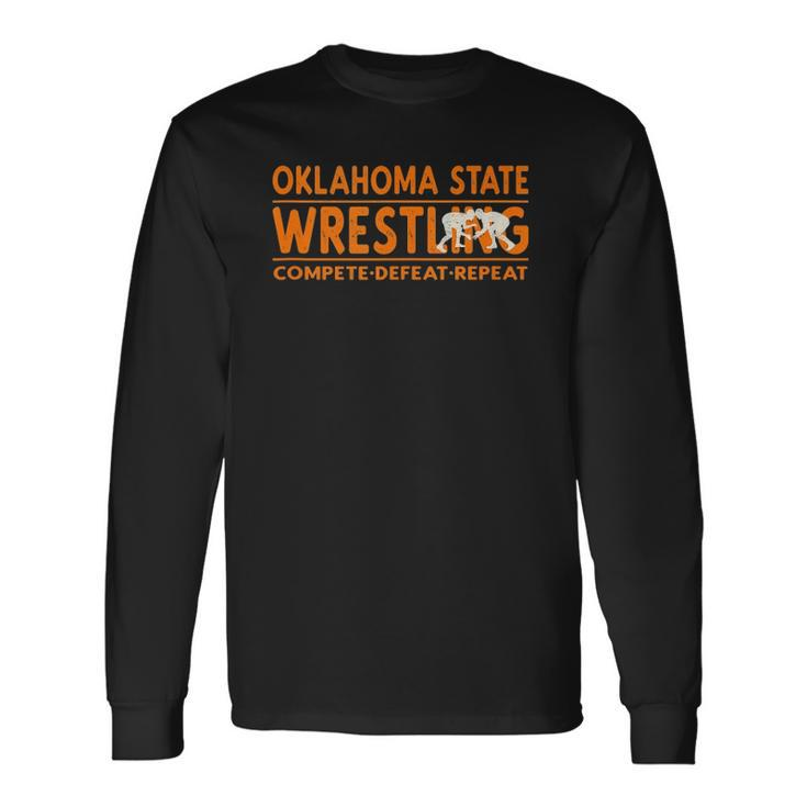 Oklahoma State Wrestling Compete Defeat Repeat Long Sleeve T-Shirt T-Shirt