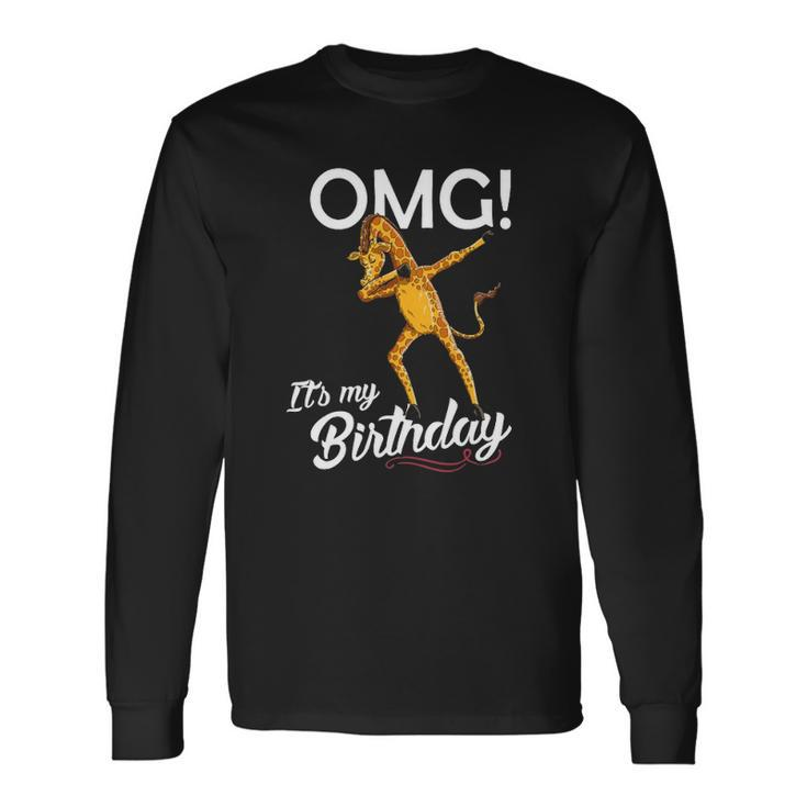 Omg Its My Birthday Dabbing Giraffe Dab Dance Long Sleeve T-Shirt T-Shirt