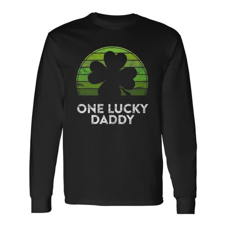 One Lucky Daddy Shamrock Sunset Irish St Patricks Day Long Sleeve T-Shirt T-Shirt
