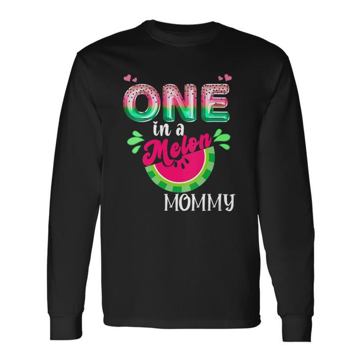 One In A Melon Mom Outfit Birthday Matching Group Summer V-Neck Long Sleeve T-Shirt T-Shirt