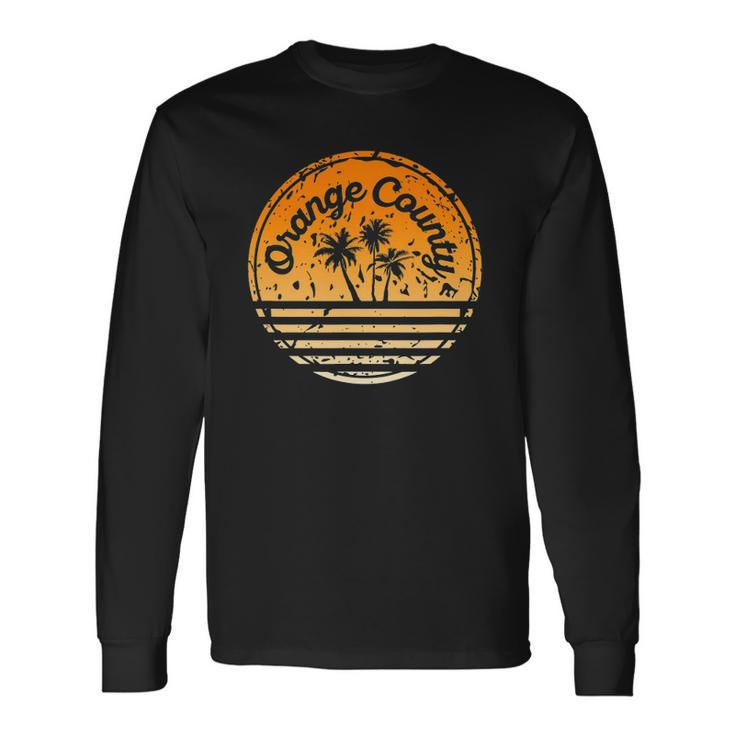 Orange County 70S Retro Surf Palm Tree Long Sleeve T-Shirt T-Shirt