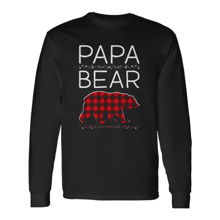 Papa Bear Christmas Pajamas Matching Plaid Long Sleeve T-Shirt T-Shirt