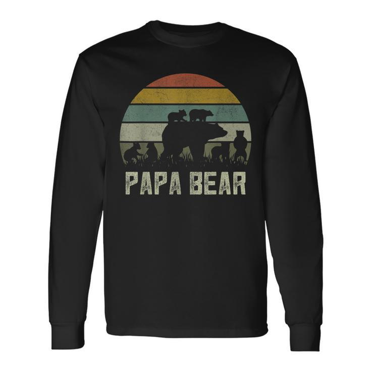 Papa Bear Cub 6 Fathers Day Grandpa Long Sleeve T-Shirt