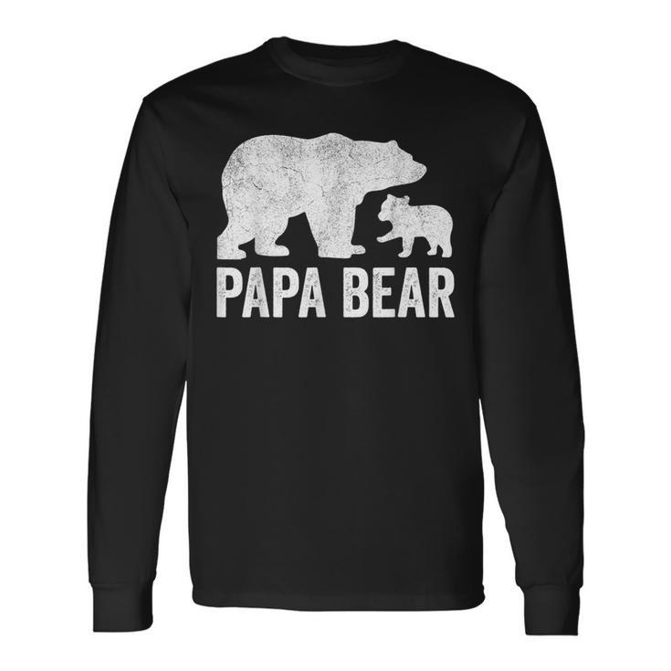 Papa Bear Fathers Day Grandad Fun 1 Cub Kid Grandpa Long Sleeve T-Shirt