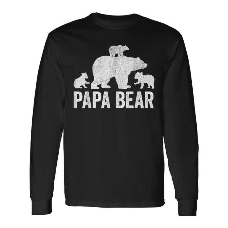 Papa Bear Fathers Day Grandad Fun 3 Cub Kid Grandpa Long Sleeve T-Shirt