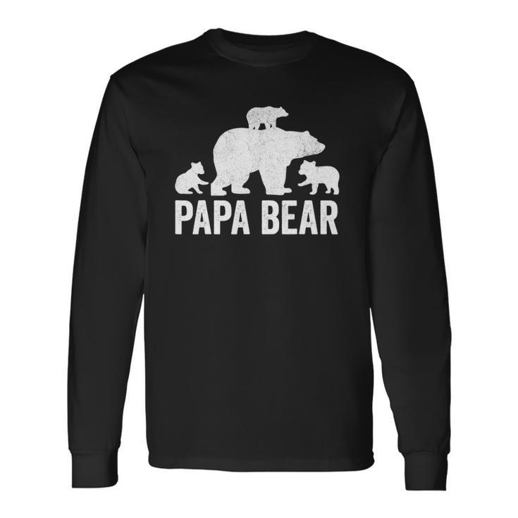 Papa Bear Fathers Day Grandad S Fun 3 Cub Kid Grandpa Long Sleeve T-Shirt T-Shirt