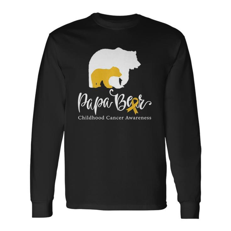 Papa Bear Gold Ribbon Childhood Cancer Awareness Long Sleeve T-Shirt T-Shirt
