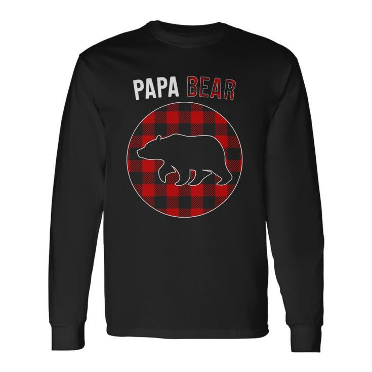 Papa Bear Red Plaid Matching Christmas Pajamas Long Sleeve T-Shirt T-Shirt