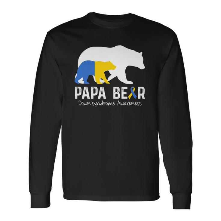 Papa Bear Support Down Syndrome Awareness Fathers Day Long Sleeve T-Shirt T-Shirt