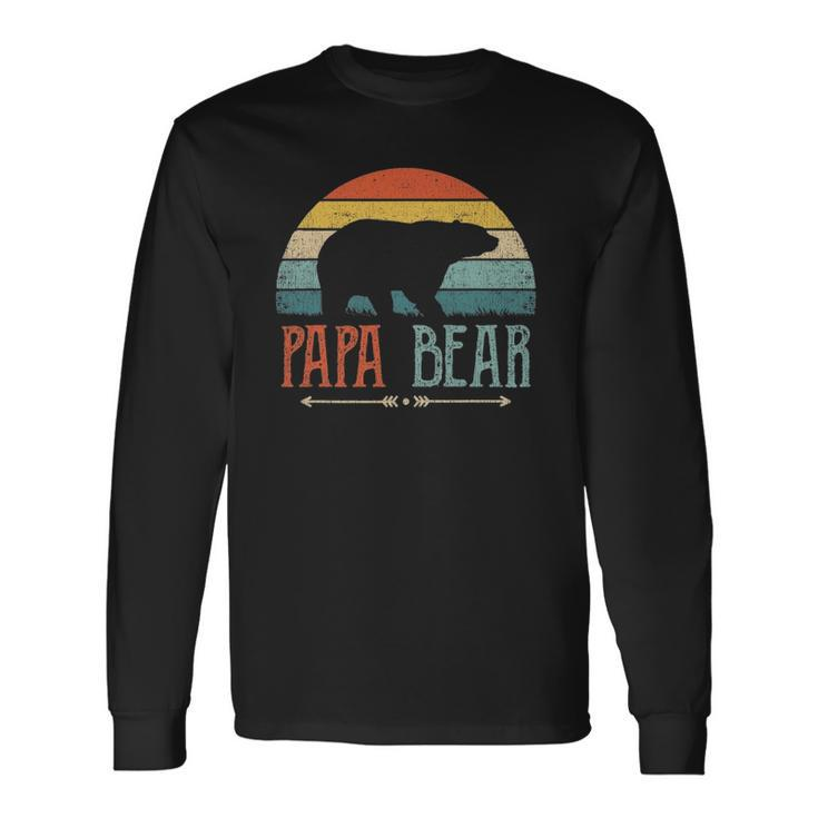 Papa Bear Vintage Daddy Fathers Day Retro Dad Long Sleeve T-Shirt T-Shirt