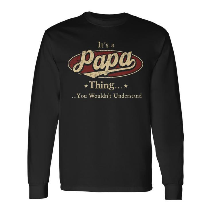 Papa Shirt Personalized Name Shirt Name Print Shirts Shirts With Name Papa Long Sleeve T-Shirt
