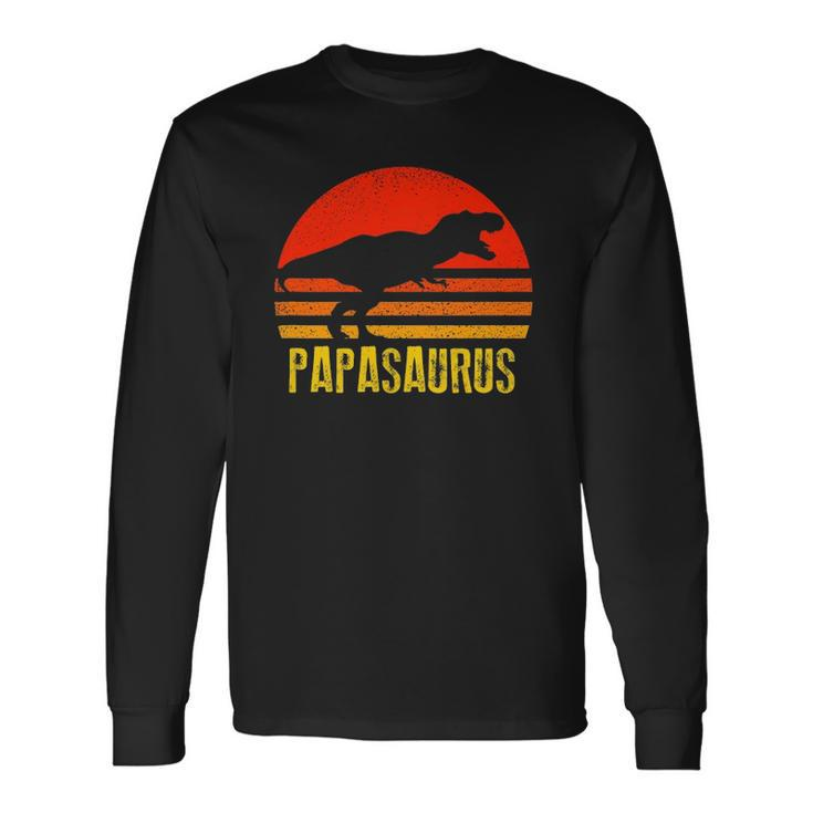 Papasaurus Retro Vintage Sunset Dinosaur Long Sleeve T-Shirt T-Shirt