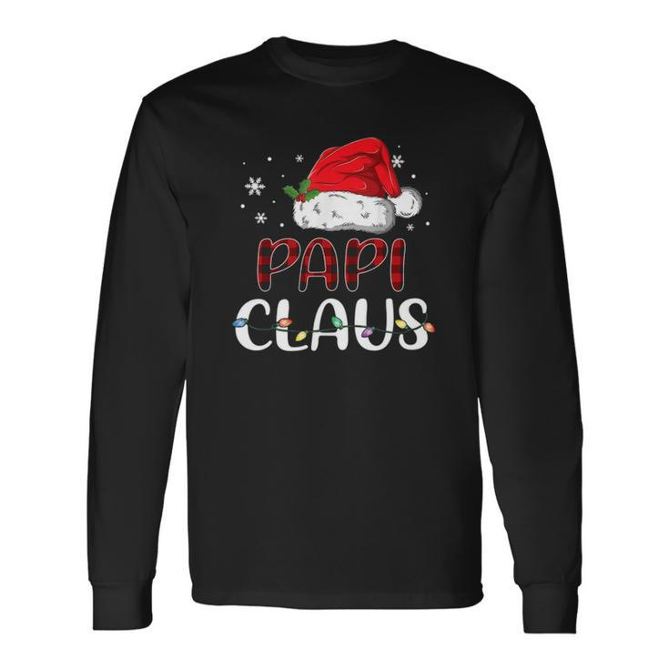 Papi Claus Christmas Santa Hat Buffalo Matching Long Sleeve T-Shirt T-Shirt