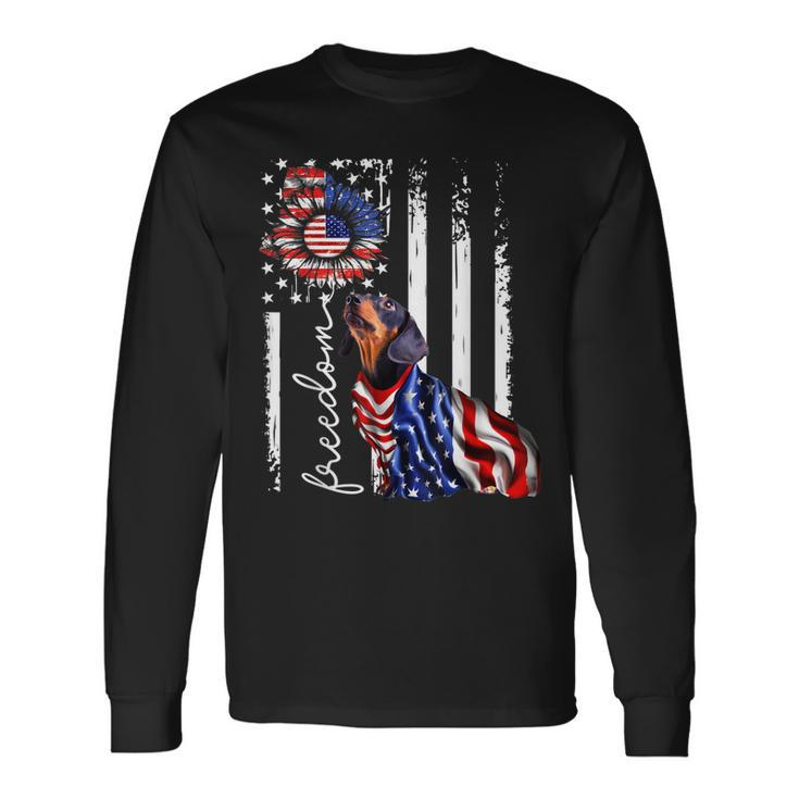 Patriotic 4Th Of July Weiner Dachshund Dog Freedom Long Sleeve T-Shirt