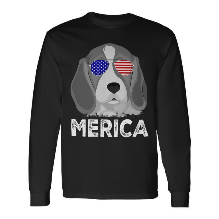 Patriotic American Usa Flag Merica Beagle 54 Beagle Dog Long Sleeve T-Shirt