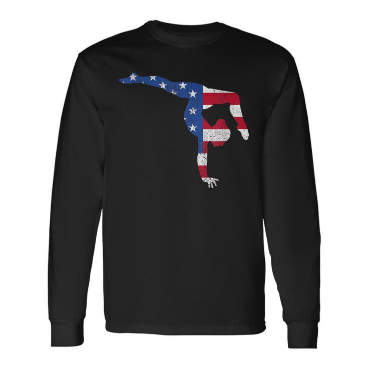 Patriotic Sports American Usa Flag Girls Gymnastics V2 Long Sleeve T-Shirt