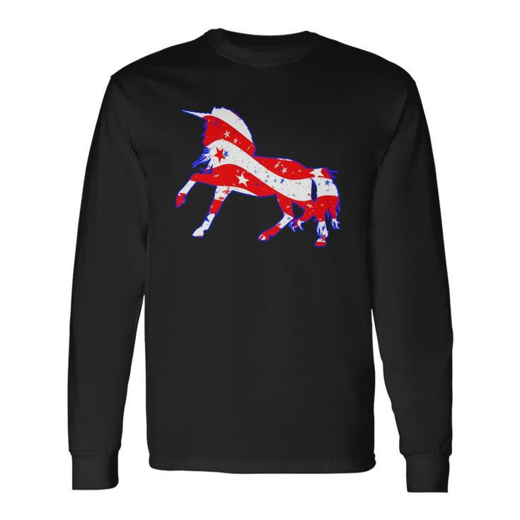 Patriotic Unicorn Memorial Day And 4Th Of July Long Sleeve T-Shirt T-Shirt